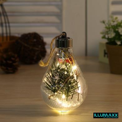 Vánoční dekorace - LED žárovka 7x7x11 cm, LED, teplá bílá 2700K, napájení baterií 3x LR44