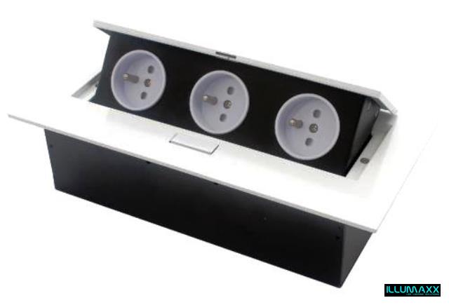 Výklopná elektrická zásuvka 3x230V vestavná bílá s kabelem 1,5m