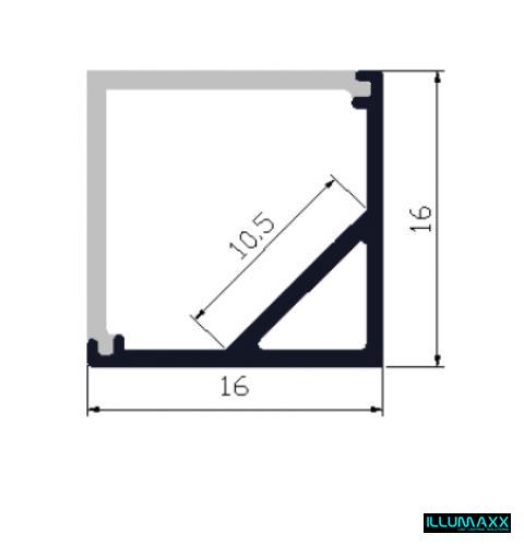 LED profil CORNER 16 ( LED profil R5 ) elox 1m