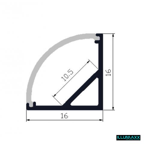 LED profil CORNER 16 ( LED profil R5 ) elox 1m