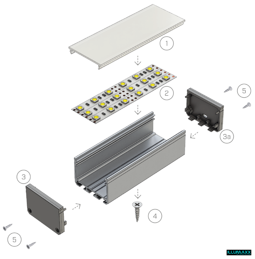 Hliníkový profil pro led pásky 43x30mm stříbrná elox délka 3m PLP16