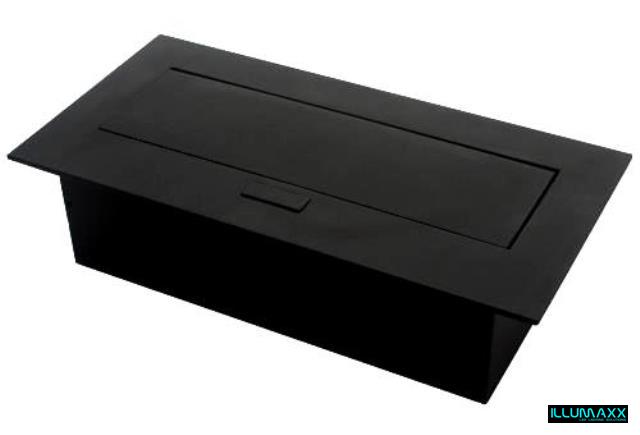 Výklopná elektrická zásuvka 2x230V + 2xUSB + 1xRJ45 vestavná černá s kabelem 2,0m