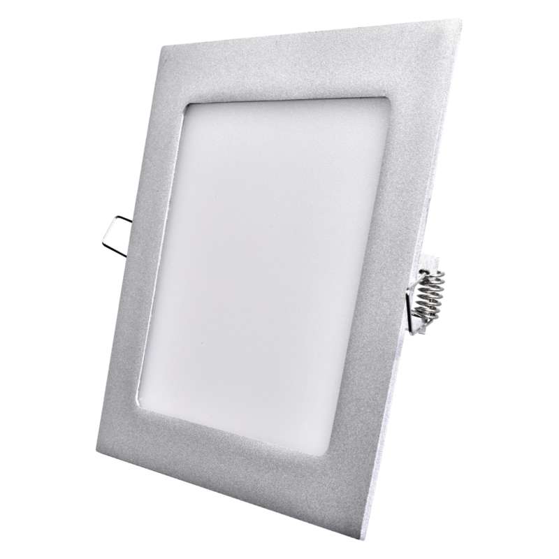 LED panel stříbrný čtvercový vestavný 12W, 1000 lm, 230V, IP20, neutrální bílá