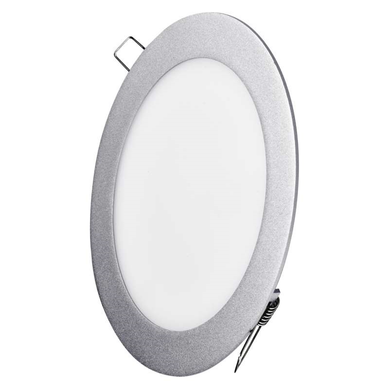 LED panel stříbrný kruhový vestavný 12W, 1000 lm, 230V, IP20, neutrální bílá