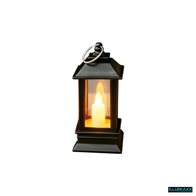 LED LUCERNA černá 9 cm – plamenný efekt