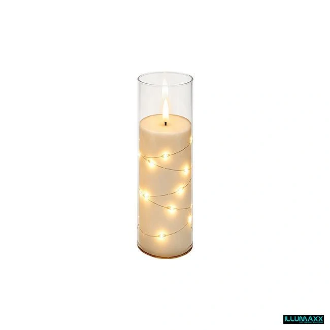 LED svíčka 18 cm transparentní se světýlky