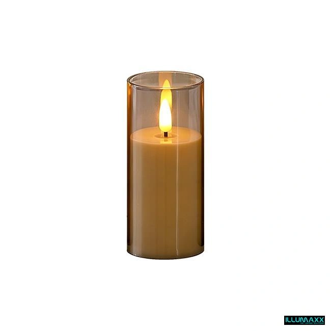 LED svíčka 15 cm s kouřovým sklem
