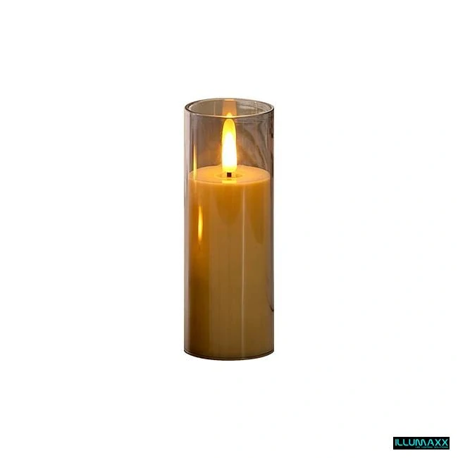 LED svíčka 18 cm s kouřovým sklem