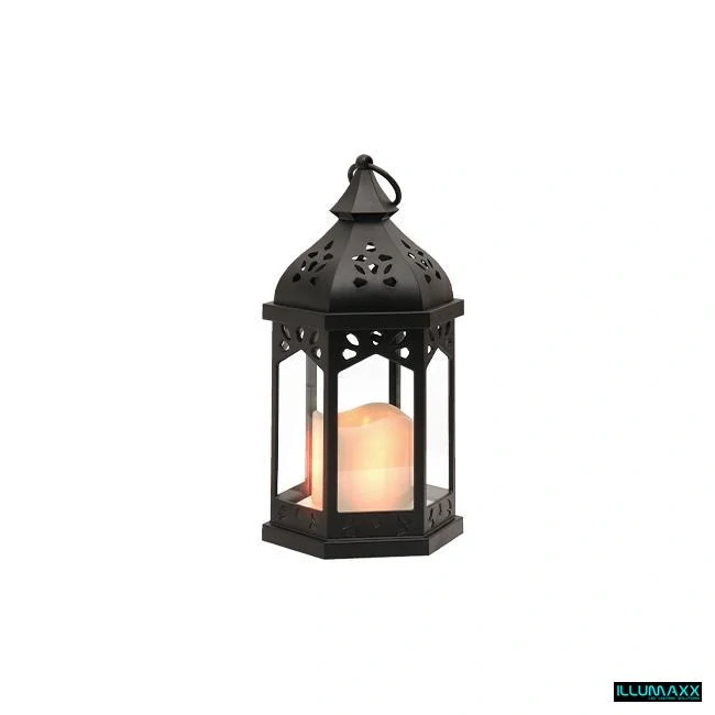 LED dekorativní lucerna s efektem plápolajícího plamene 29 cm černá