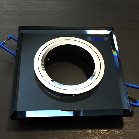 ILLUMAXX LED bodovka skleněná pevná čtvercová, barva černá, pro montáž pr. 65 mm