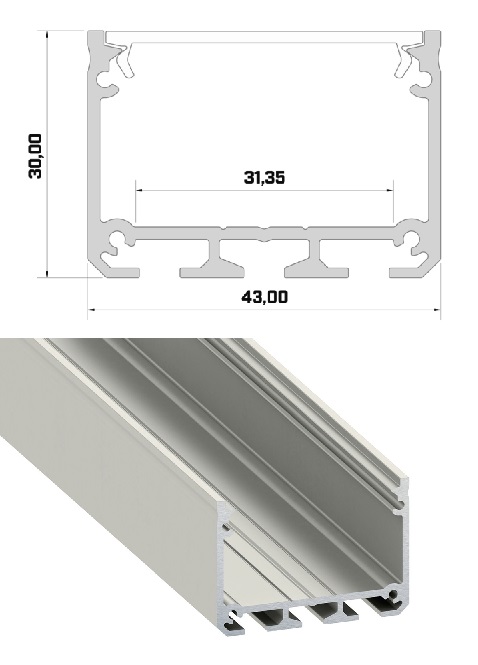 Hliníkový profil pro led pásky 43x30 PLP16