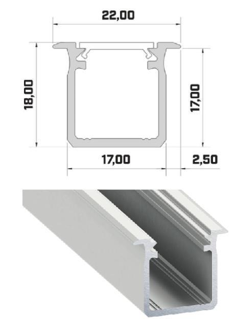 Hliníkový profil pro led pásky 22x18 PLP8