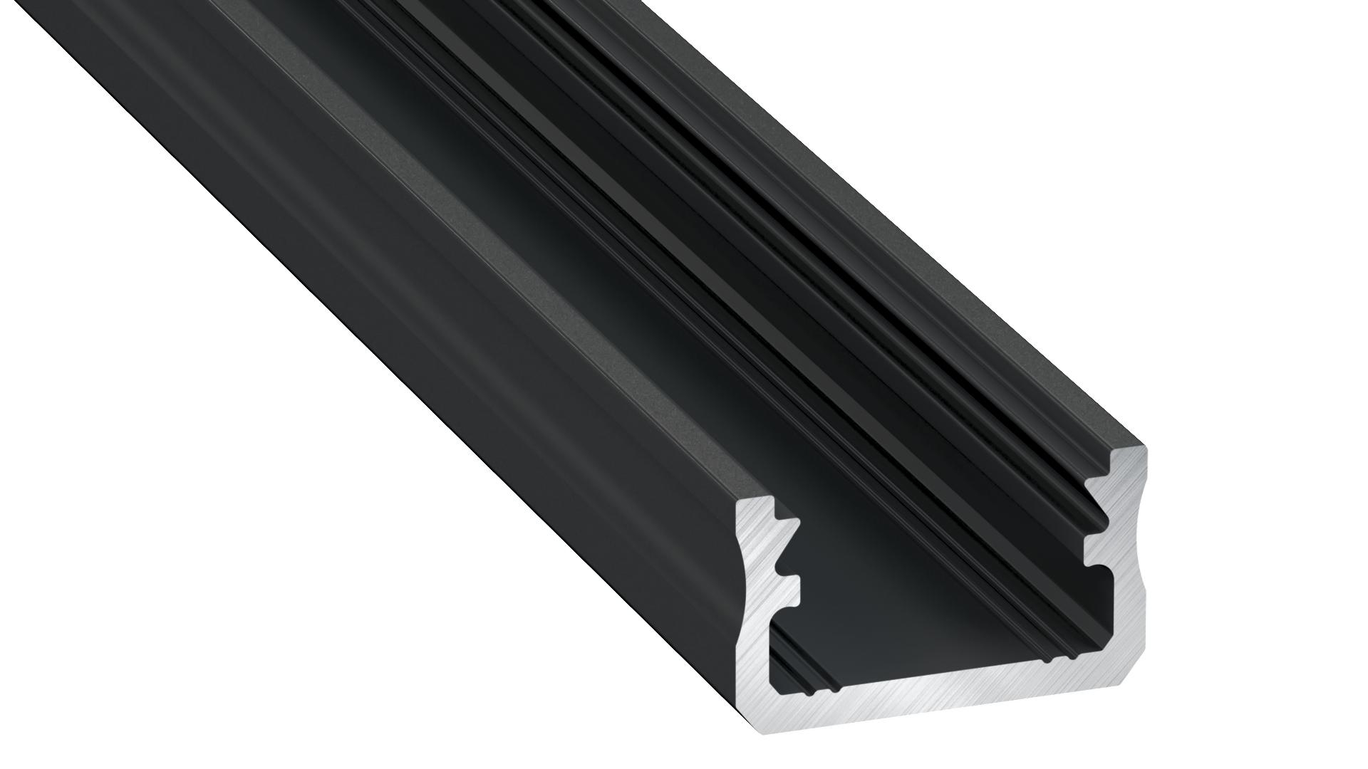 Hliníkový profil pro led pásky 16x9,3 barva černá elox délka 2m, PLP1
