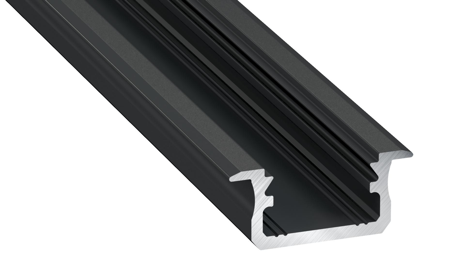 Hliníkový profil pro led pásky 16x9,3 barva černá elox délka 2m, PLP2