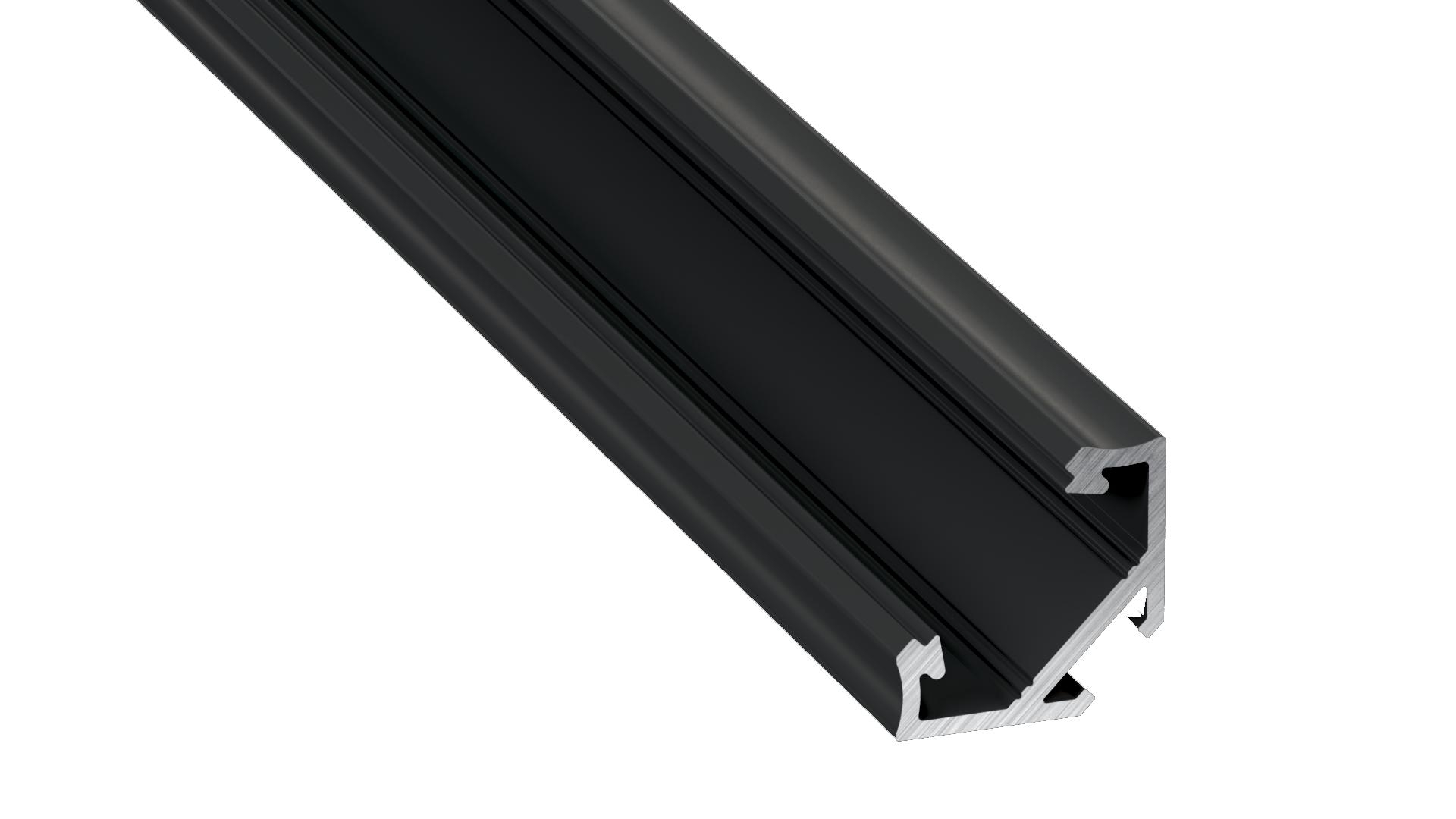 Hliníkový profil pro led pásky 16,6x11,3x23,3 barva černá elox délka 2m, PLP3