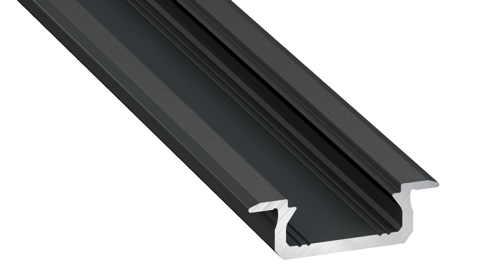 Hliníkový profil pro led pásky 16x7 barva černá elox délka 2m, PLP6