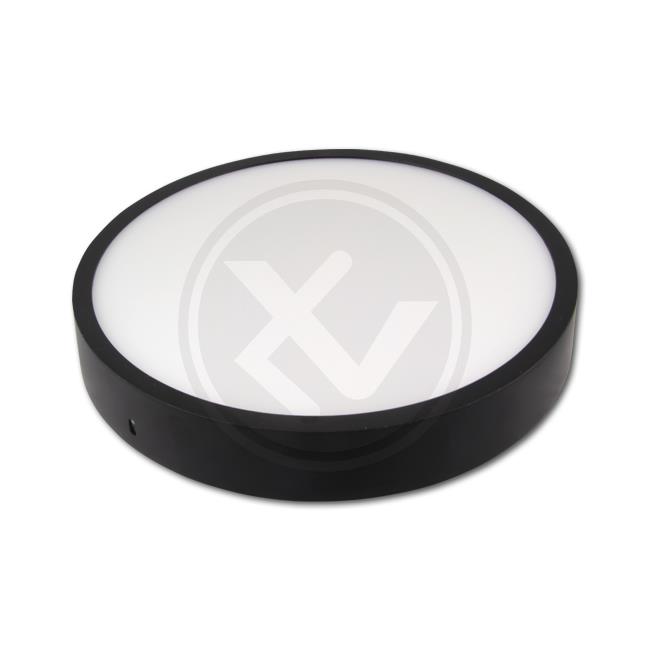 Černý LED panel přisazený kruhový 24W, 230V, IP20, neutrální bílá