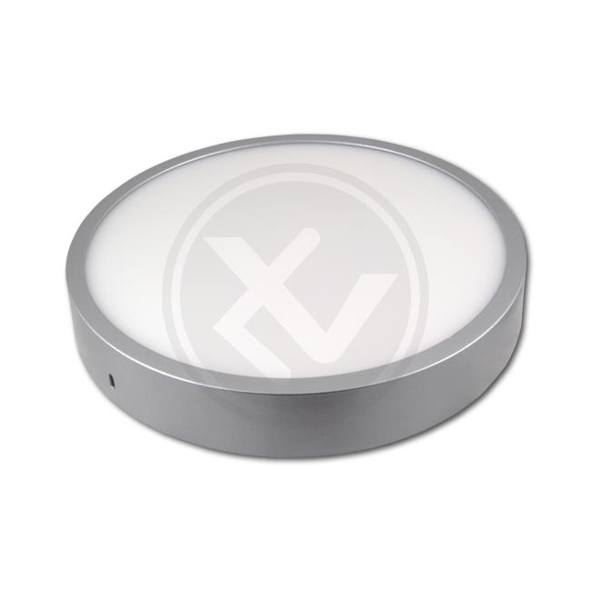 Stříbrný LED panel přisazený kruhový 24W, 230V, IP20, neutrální bílá