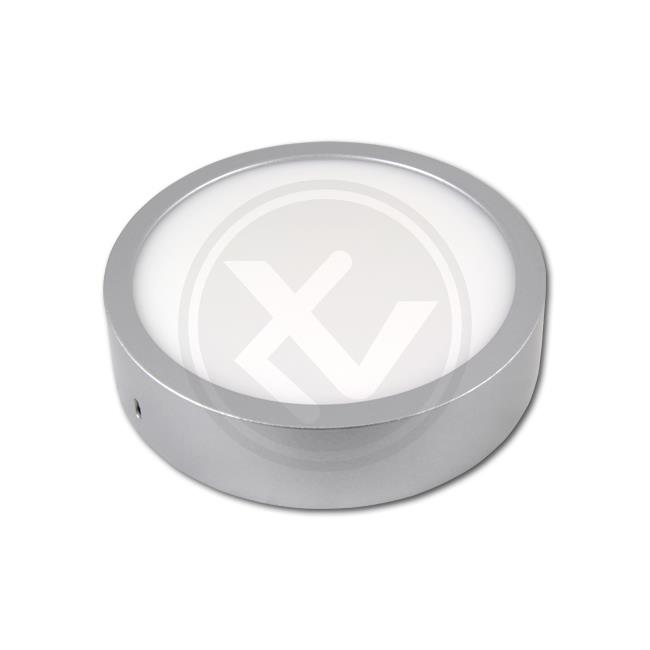Stříbrný LED panel přisazený kruhový 12W, 230V, IP20, neutrální bílá