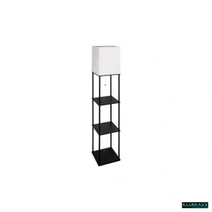 Stojící lampa, na žárovku E27, černá s tkaninovým stínítkem