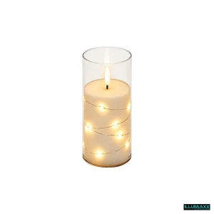 LED svíčka 13 cm transparentní se světýlky