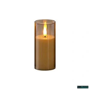 LED svíčka 15 cm s kouřovým sklem