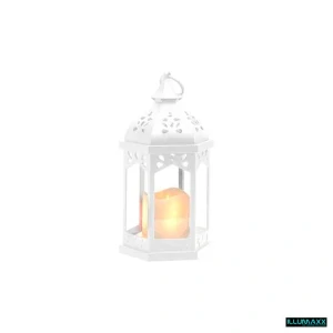 LED dekorativní lucerna s efektem plápolajícího plamene 29 cm bílá