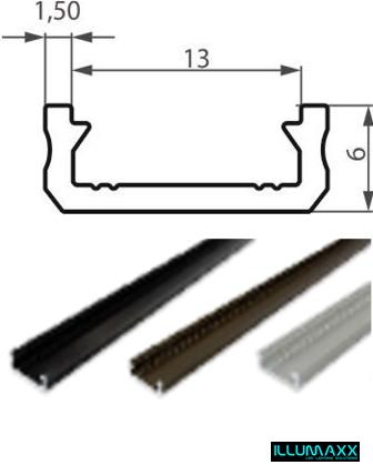 Hliníkový profil pro LED pásky 16x6 barva stříbrná elox délka 3m, PLP7