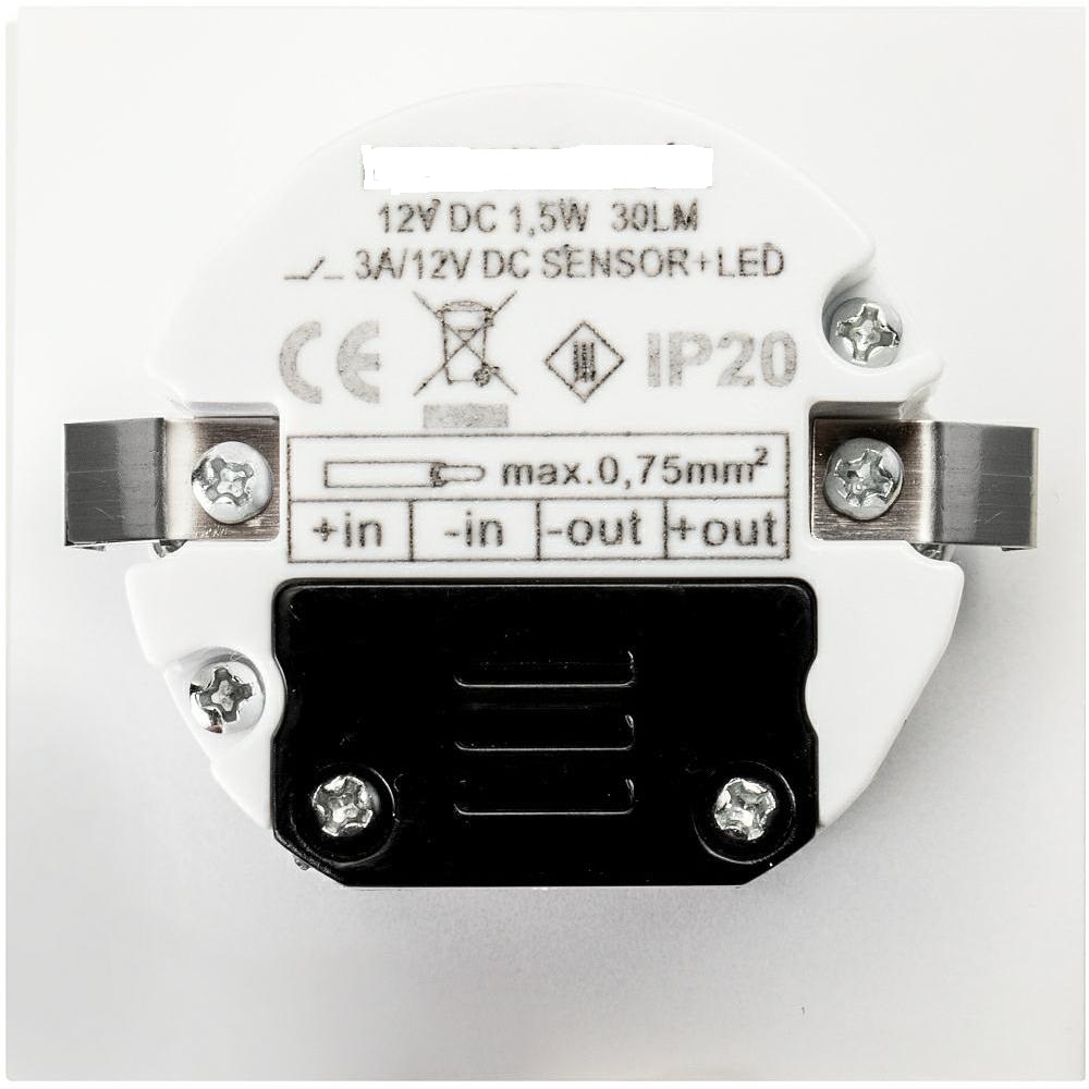 LED vestavné svítidlo schodišťové bílé DECORUS 1,5W/12V 9xSMD3014 teplá bílá s pohybovým čidlem