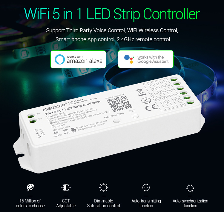 WIFI přijímač, ovladač pro ovládání všech typů LED pásků přes mobilní aplikaci