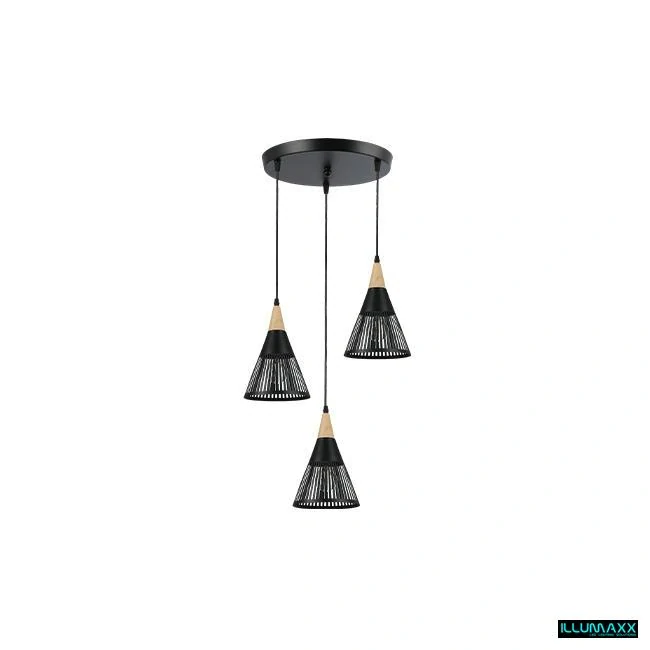 Závěsné svítidlo HIRA TRIPLE ROUND BLACK, 3x E27 barva černá