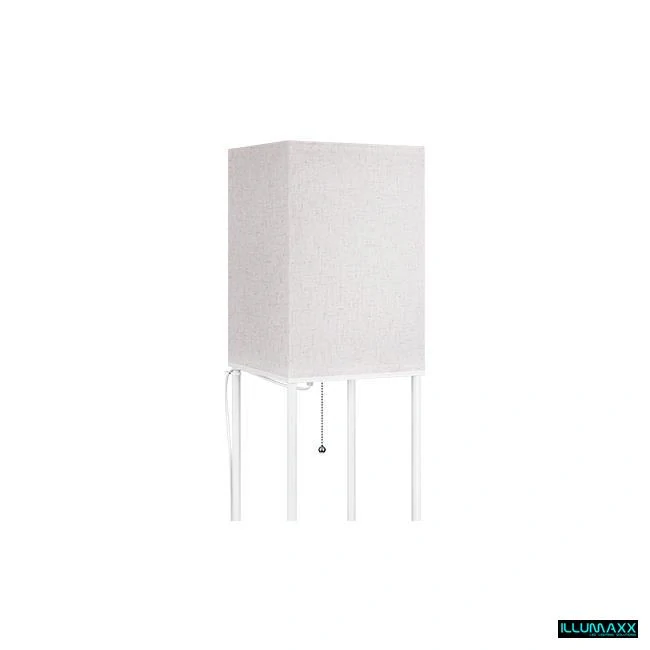 Stojící lampa, na žárovku E27, bílá s tkaninovým stínítkem