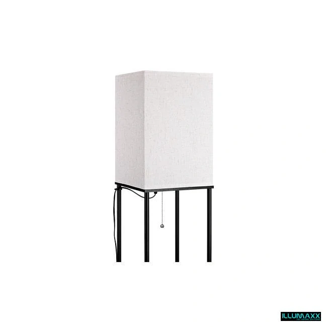 Stojící lampa, na žárovku E27, černá s tkaninovým stínítkem
