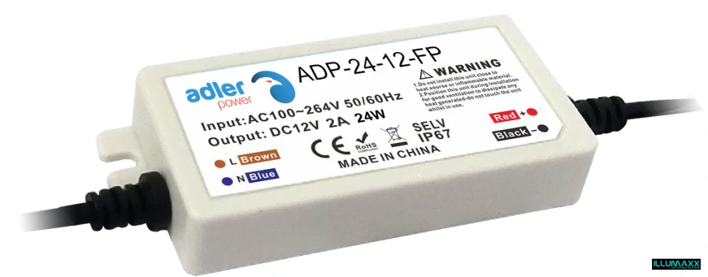 ILLUMAXX tenký napěťový zdroj 24W 12V, 2A IP67