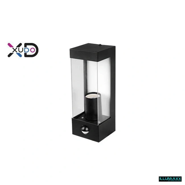 Venkovní nástěnné svítidlo E27 IP44 PC s PIR senzorem černé