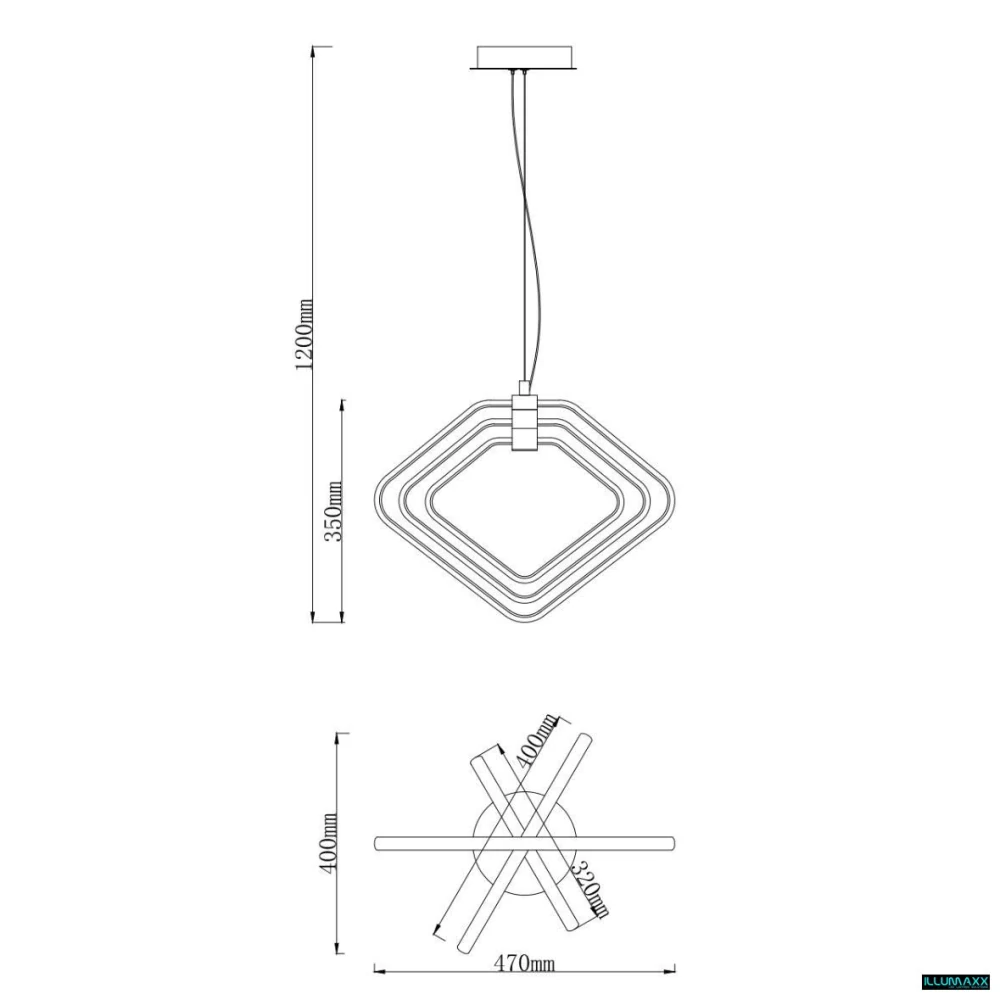 ILLUMAXX Závěsné LED svítidlo MESTO 39 W 47 × 40 cm 4000 K černé