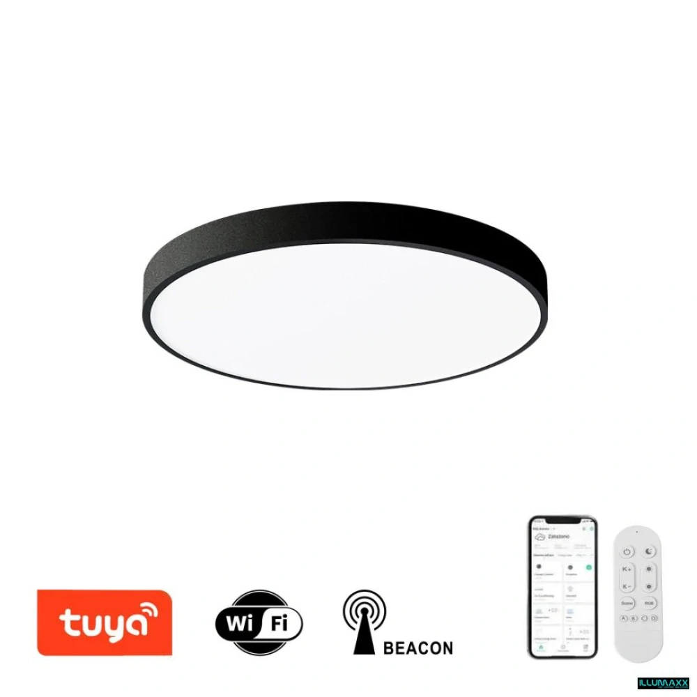 Chytré stropní LED svítidlo NEO SMART 50 cm, 48 W, černé, Wi-Fi, CCT