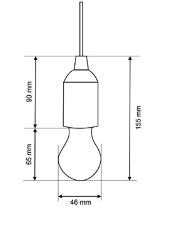 LED kempingová svítilna - žárovka na šňůrce 1W (napájení 3x baterie AAA) růžová patice