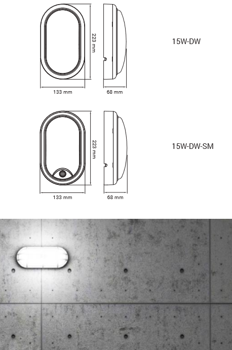 Svítidlo fasádní venkovní nástěnné OVAL IP65MS /IP65/ s pohybovým čidlem