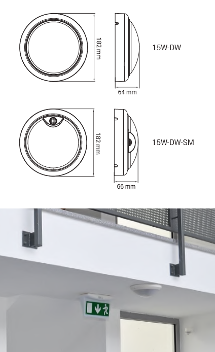 Svítidlo fasádní venkovní nástěnné KRUH IP65 MS /IP65/ s pohybovým čidlem