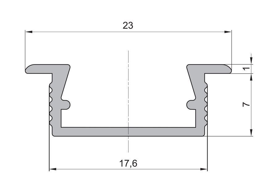 Hliníkový profil W-I 02 k zafrézování 26x6mm, délka 2m