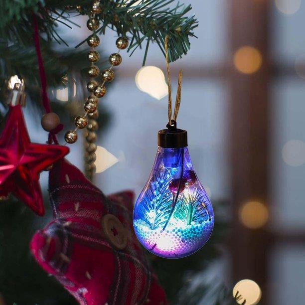 Vánoční dekorace - LED žárovka 7x7x11 cm, LED, RGB, napájení baterií 3x LR44