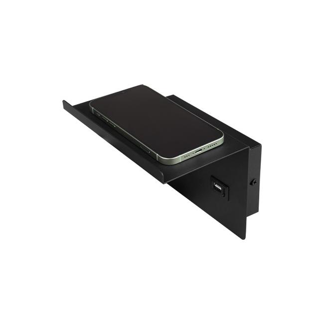 Nástěnné svítidlo do ložnice BEDROOM LIGHT BLACK TOP SHELF USB-A, na žárovku G9 s USB nabíječkou, černé