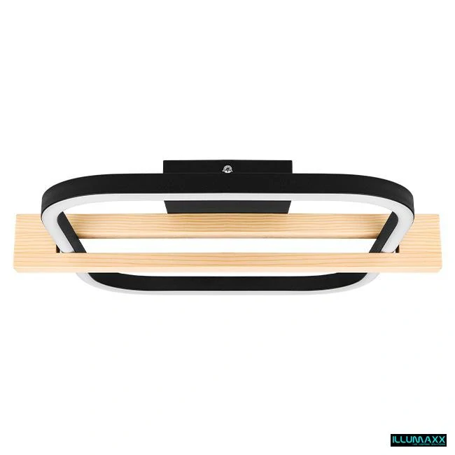 ILLUMAXX LED stropní svítidlo PRIVIO 42 × 33 × 9 cm 16 W černé s dřevěným dekorem
