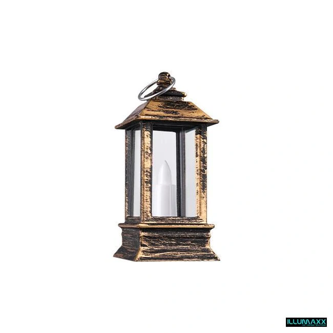 LED LUCERNA hnědá 9 cm – plamenný efekt