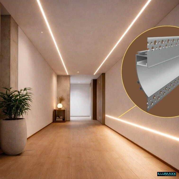 Hliníkový zápustný profil 2m do sádrokartonu pro LED pásky ARCREC19 SILVER