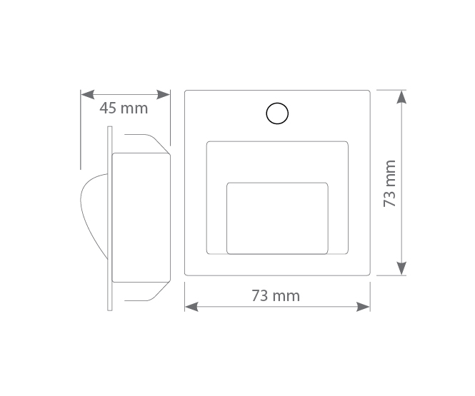 LED vestavné svítidlo schodišťové bílé DECORUS 1,5W/12V 9xSMD3014 teplá bílá s pohybovým čidlem