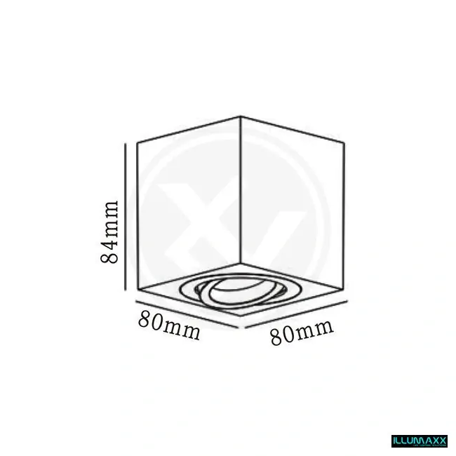 Nástěnné stropní svítidlo, výklopné na žárovku GU10, černé 80x80mm