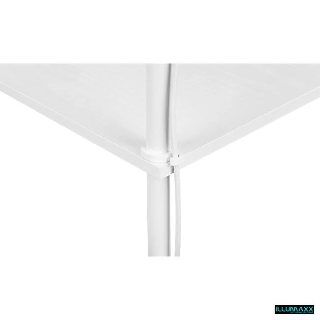 Stojící lampa, na žárovku E27, bílá s tkaninovým stínítkem