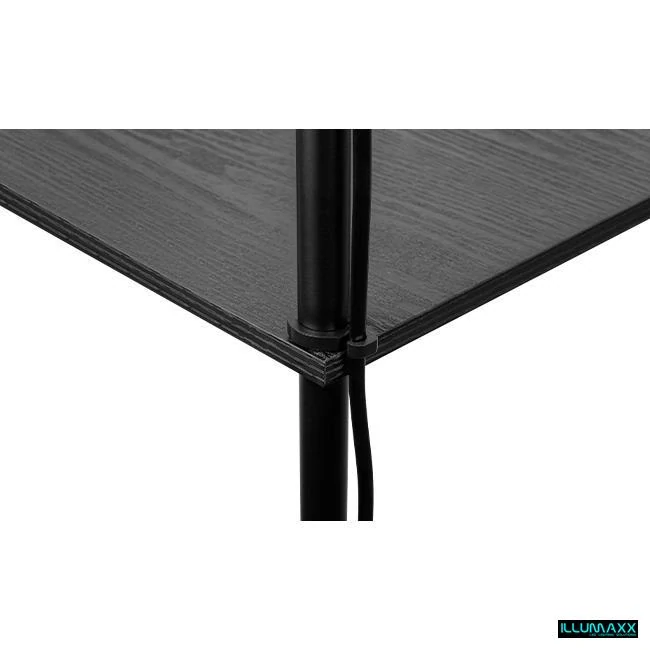 Stojící lampa, na žárovku E27, černá s tkaninovým stínítkem